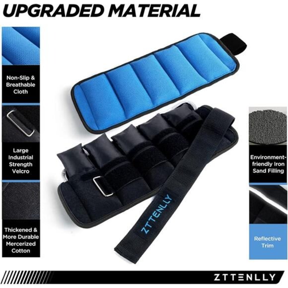 Adjustable Ankle Weights 1-5/15/18/20LBS Pair with Carry Bag - Breathable - Picture 2 of 7